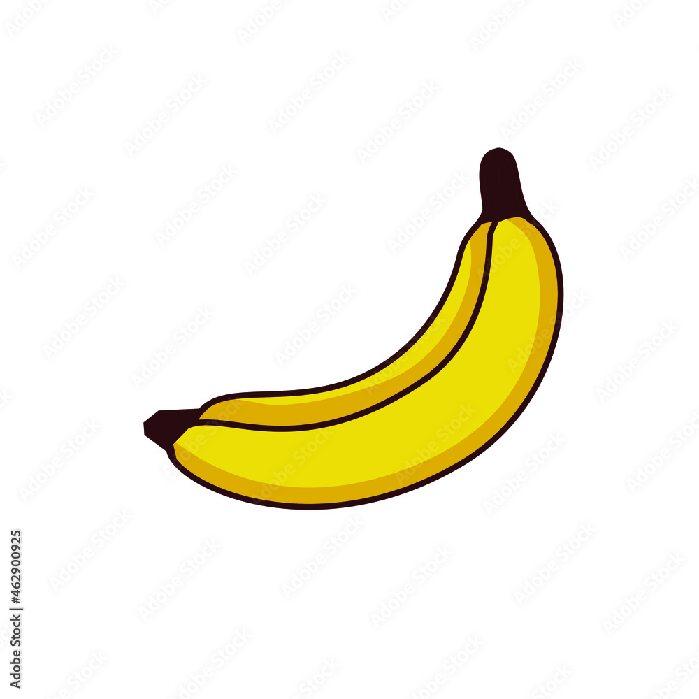 Vector illustration of banana fruit in yellow color
