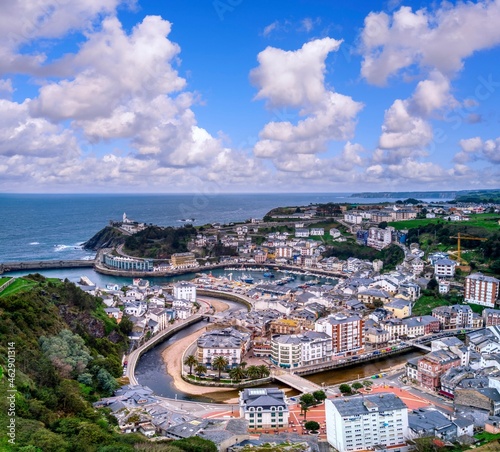 Famous view of Luarca, Spain from the region of Asturias.