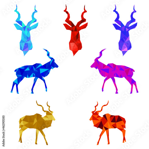 Kudu Lowpoly Icon Elements Set