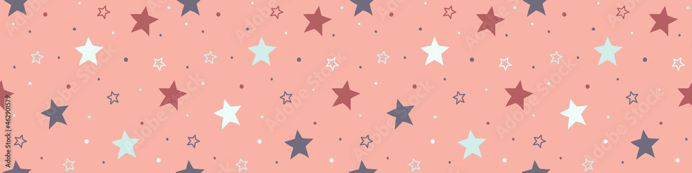 Obraz premium Christmas texture with stars. Seamless pattern. Panoramic header. Vector