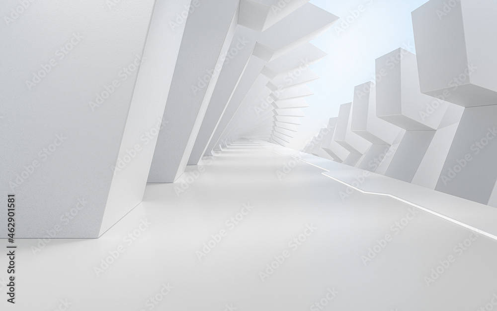 Fototapeta premium White empty tunnel, 3d rendering.