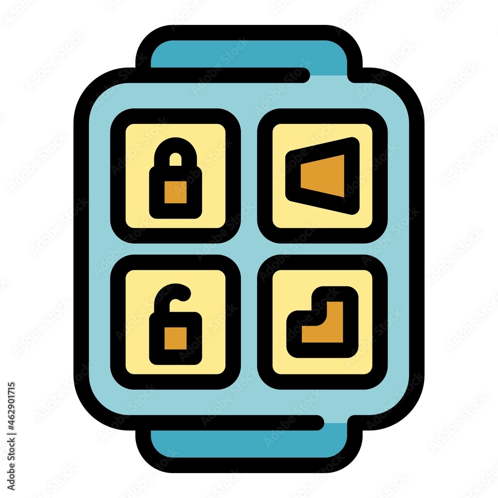 Digital car key icon. Outline digital car key vector icon color flat isolated Digital car key icon. Outline digital car key vector icon color flat isolated
