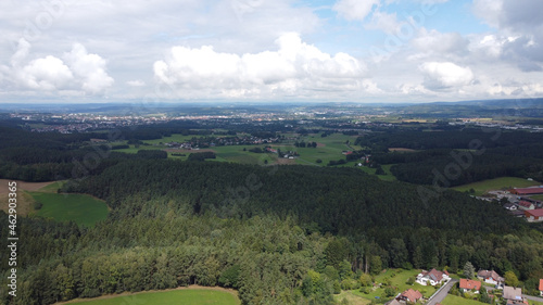 Beautiful landscape of countryside with small towns in the daylight photo