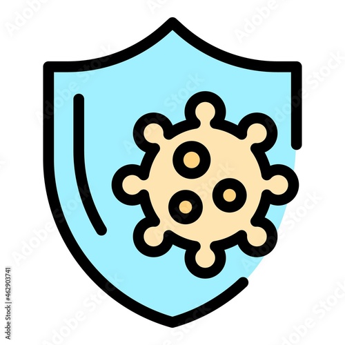 Care shield virus icon. Outline care shield virus vector icon color flat isolated