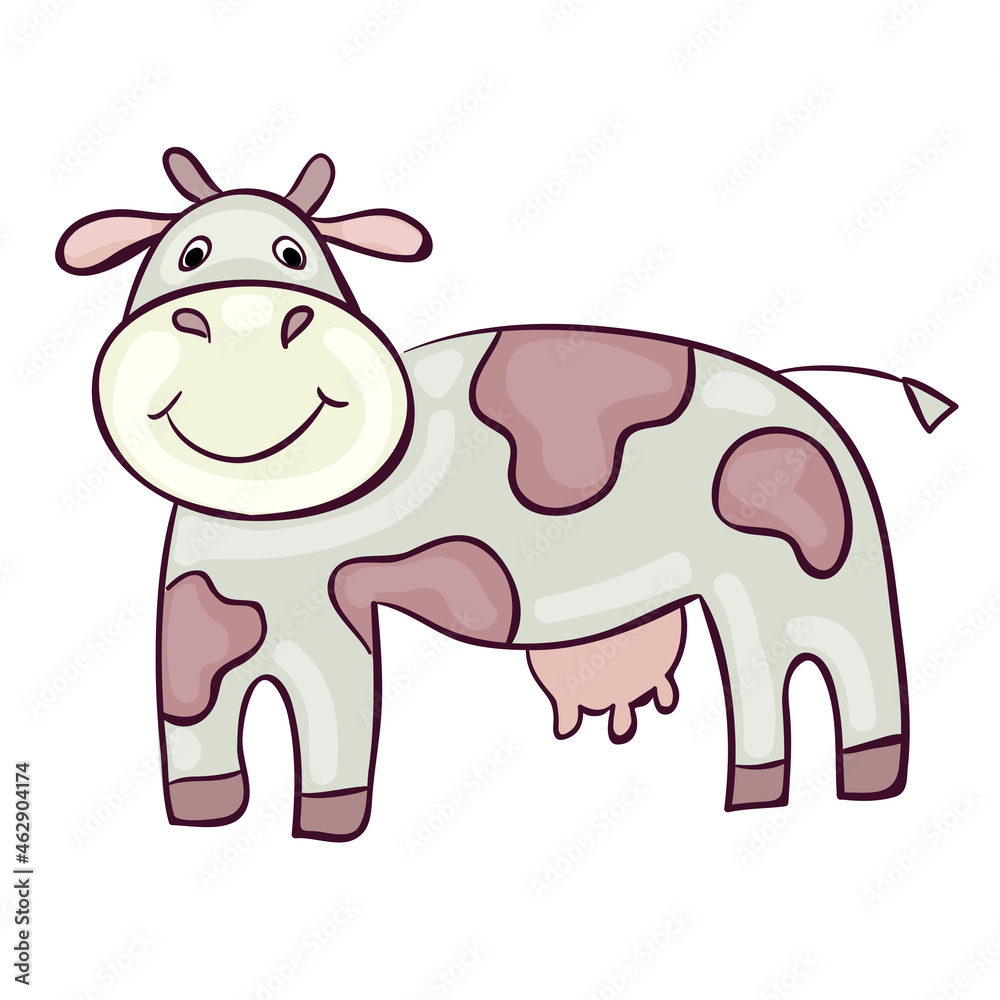 Naklejka premium Cute illustration of a cow. Children's illustration. Vector illustration for your cute design.