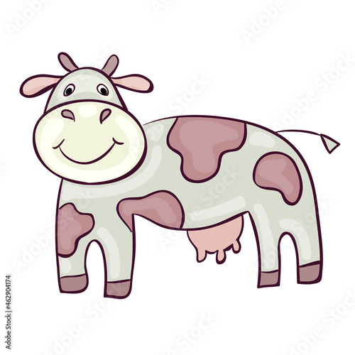 Cute illustration of a cow. Children s illustration. Vector illustration for your cute design.