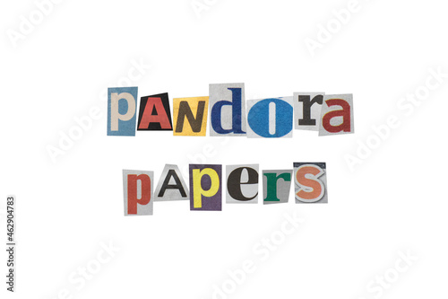 anonymous letter with "pandora papers" text in letters cut out from newspapers