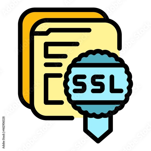 Ssl emblem icon. Outline ssl emblem vector icon color flat isolated