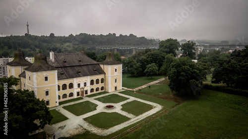 Aerial view of the manor house in Hanusovce nad Toplou, Slovakia photo