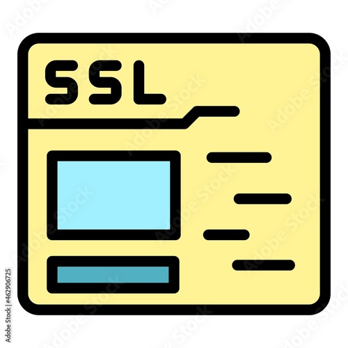 Ssl protect icon. Outline ssl protect vector icon color flat isolated