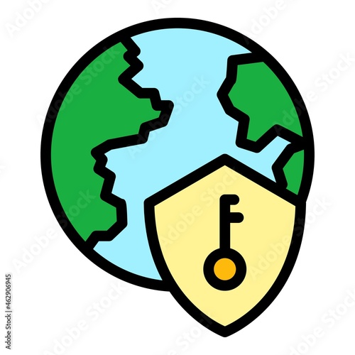 Global ssl security icon. Outline global ssl security vector icon color flat isolated