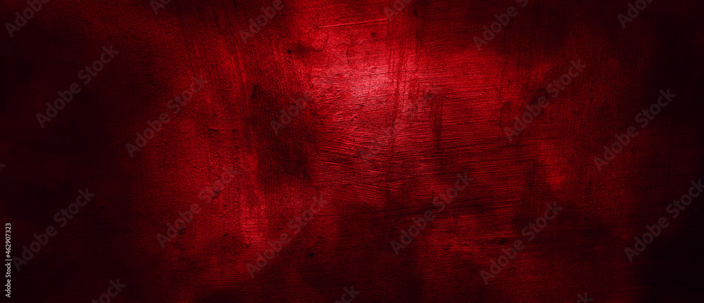 Scary Red and black horror background. Dark grunge red concrete - obrazy, fototapety, plakaty 