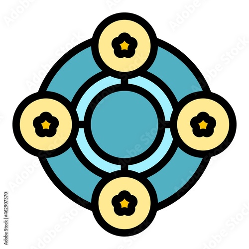 Round cipher icon. Outline round cipher vector icon color flat isolated