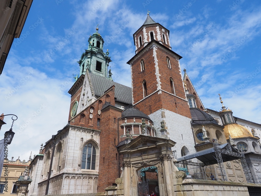 Towers of Wawel Cathedral of Krakow Poland 