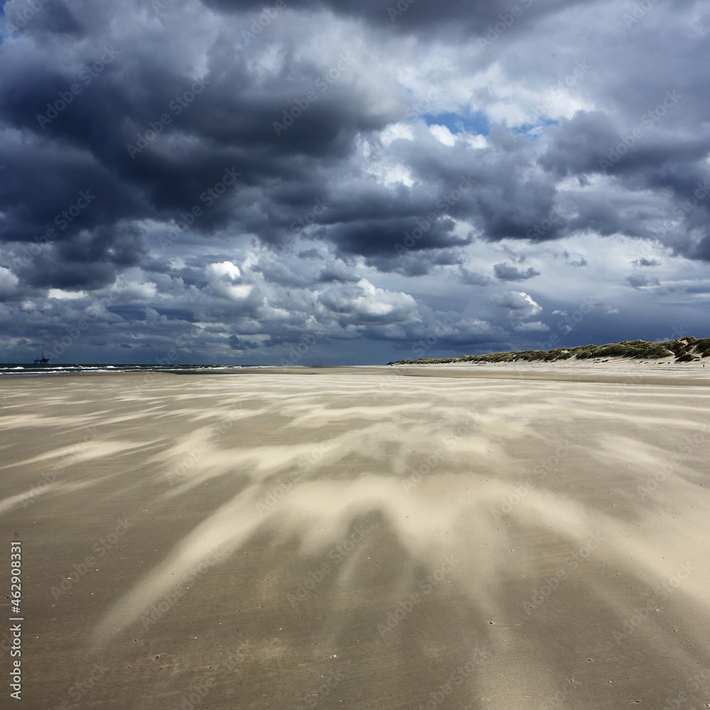 Fototapeta premium Sand beach on island Ameland, Dutch