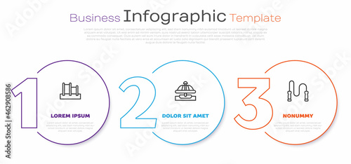 Set line Horizontal bar, Attraction carousel and Jump rope. Business infographic template. Vector
