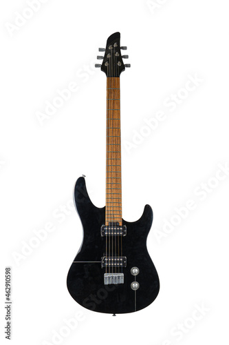 black Electric guitar isolated over white background