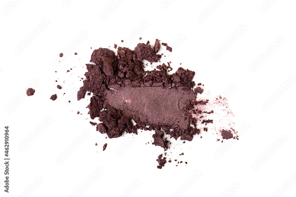 Eye shadow isolated on white background.Burgundy color crushed cosmetic.
