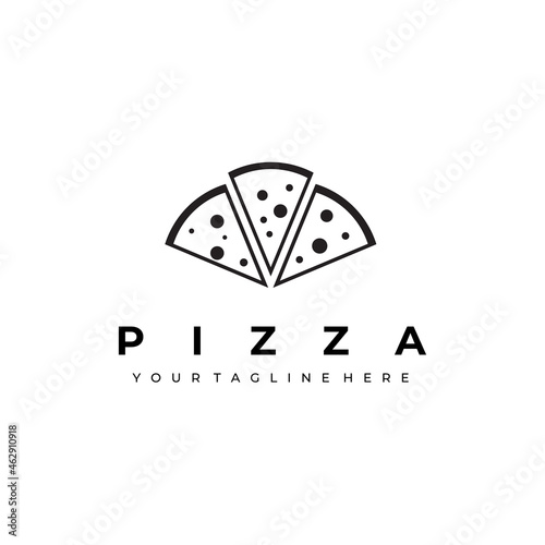 pizza logo line art illustration design vector creative nature minimalist monoline outline linear simple modern