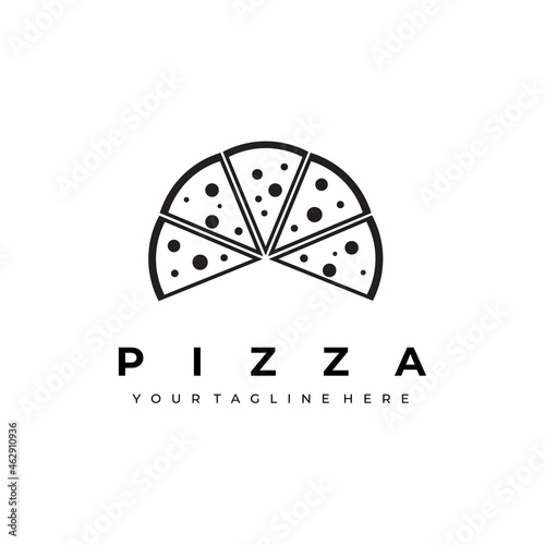 pizza logo line art illustration design vector creative nature minimalist monoline outline linear simple modern