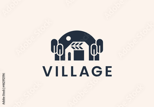 cottage simple logo. village logo vector illustration design Fototapeta