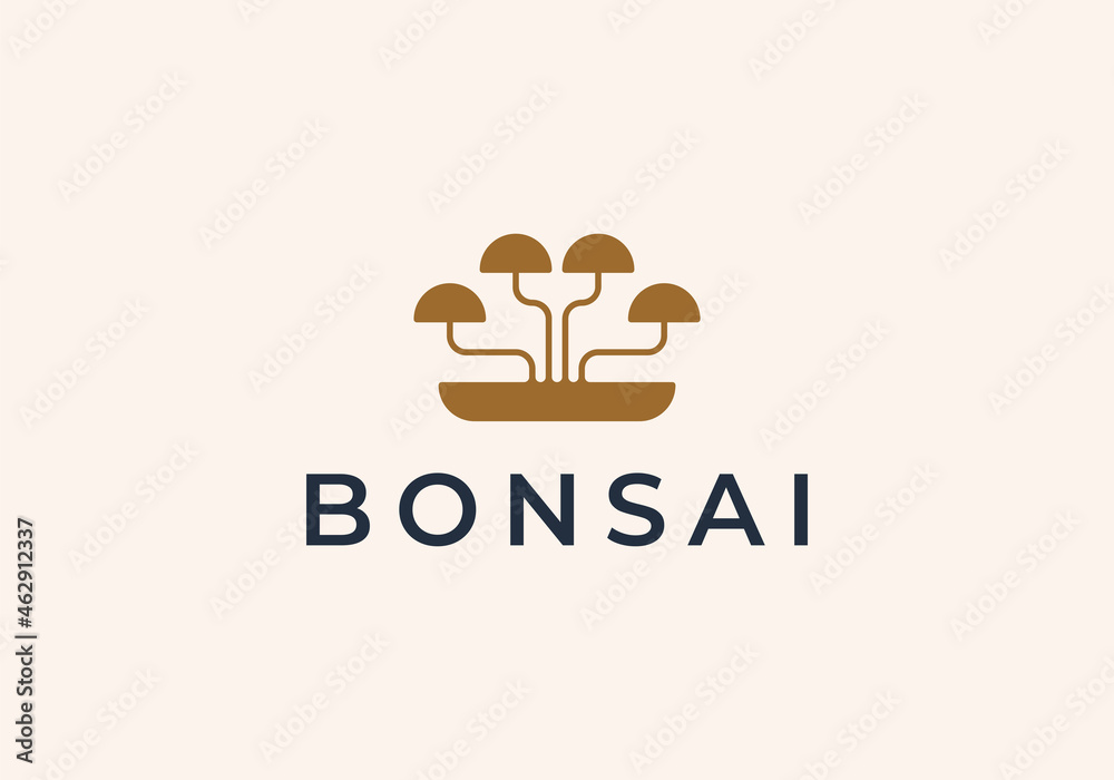 Obraz premium Bonsai Plant Logo Design Inspiration. Vector illustration of unique bonsai. Modern Icon Design Vector.