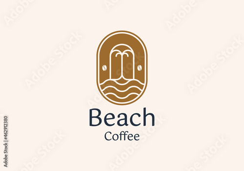 ocean palm coffee logo. Logo icon vector.
