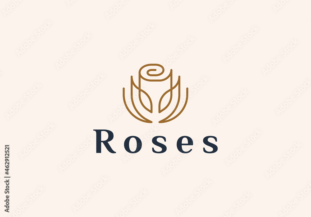 line art outline minimalist rose flower logo design.
 - obrazy, fototapety, plakaty 