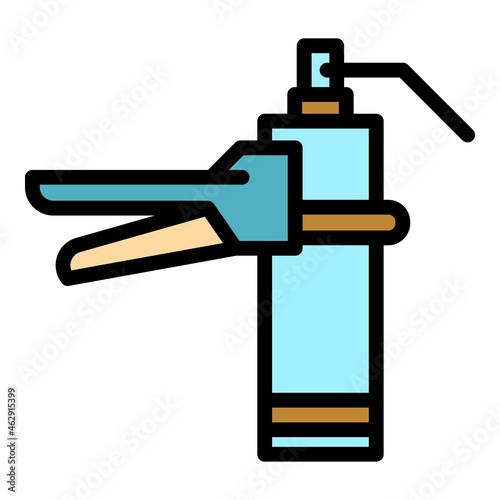 Silicone caulk pistol icon. Outline silicone caulk pistol vector icon color flat isolated