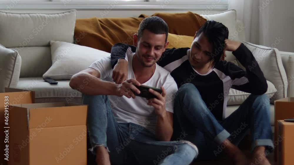 A Handsome gay men couple live together. A Handsome gay men couple live together.