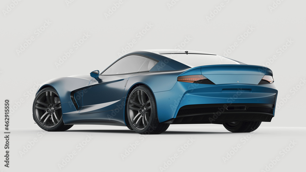 3D rendering of a brand-less generic concept car	
