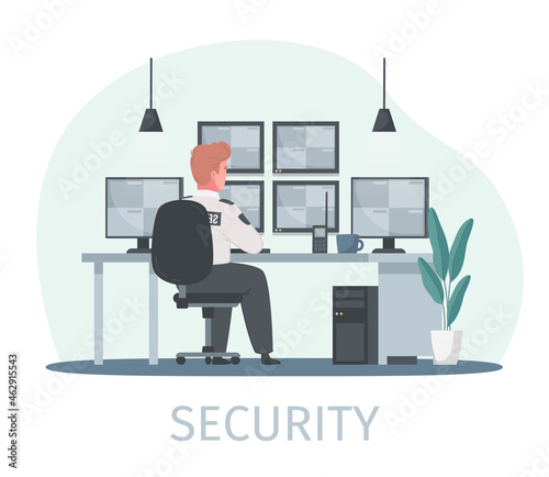Security Guard Cartoon Composition