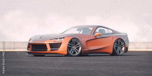 3D rendering of a brand-less generic concept car  