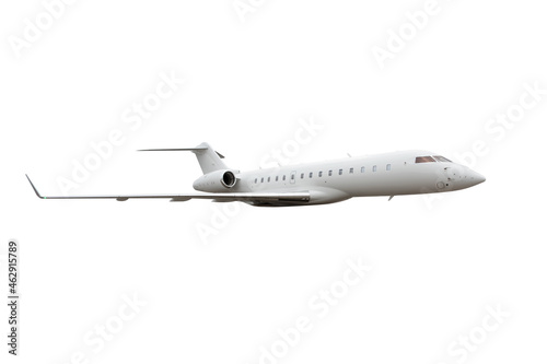 Modern advanced private business jet isolated on white background