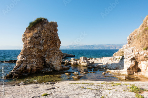 Amazing scenery by the sea in Kassiopi, north-east Corfu, Greece photo