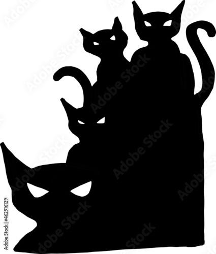 Black cats. Spooky. Halloween design.