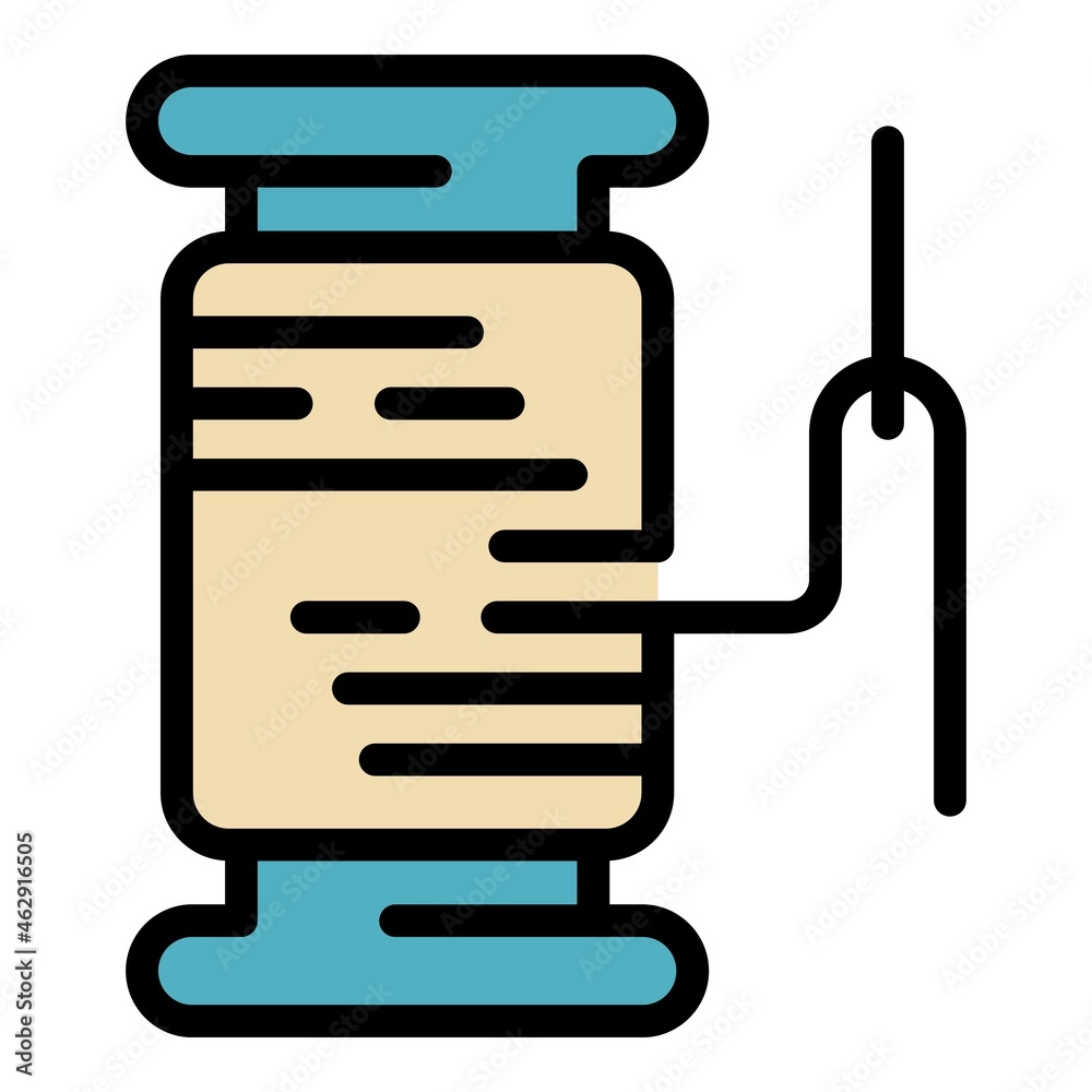 Spool needle icon. Outline spool needle vector icon color flat isolated Spool needle icon. Outline spool needle vector icon color flat isolated