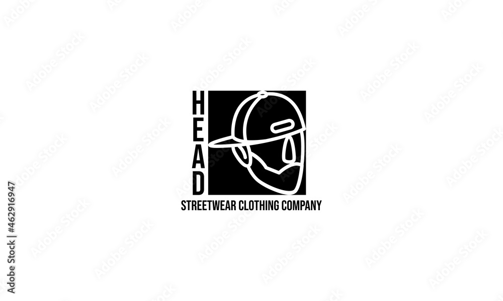 Illustration of bearded man in cap. Logo design element for headwear business store. Illustration of bearded man in cap. Logo design element for headwear business store.