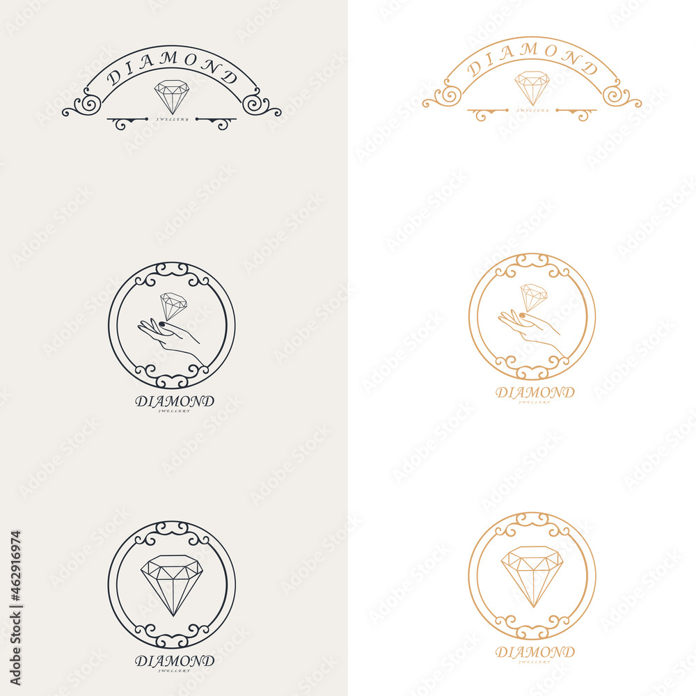 Diamond Jewellery Logo Design Vector Template. symbols for cosmetics, jewellery, beauty products