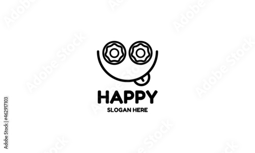 Doughnut logo with smiley design template