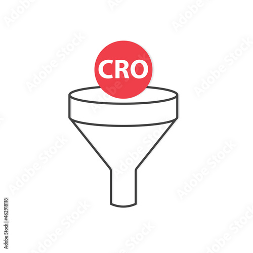 CRO (Conversion Rate Optimization) acronym and sales funnel icon - vector illustration