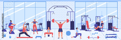 Gym Interior Horizontal Illustration