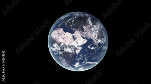 Concept 2-P1 Beautiful Scenery of Realistic Planet Earth from Space with Atmospheric Clouds. High detailed 3D rendering.