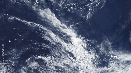 Concept 20-P1 Beautiful Scenery of Realistic Planet Earth Surface from Space with Atmospheric Clouds. High detailed 3D rendering.