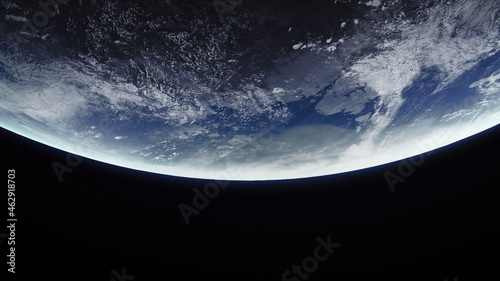 Fototapeta Naklejka Na Ścianę i Meble -  Concept 21-P1 Beautiful Scenery of Realistic Planet Earth from Space with Atmospheric Clouds. High detailed 3D rendering.