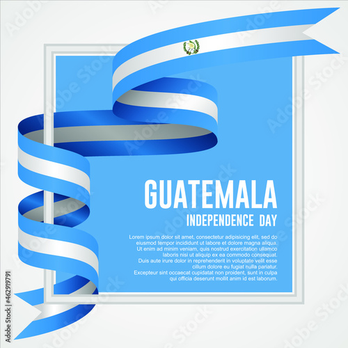 Guatemala Independence Day. Waving ribbon with Flag of Equatorial Guinea, Template for Independence day. logo, vector, illustration
