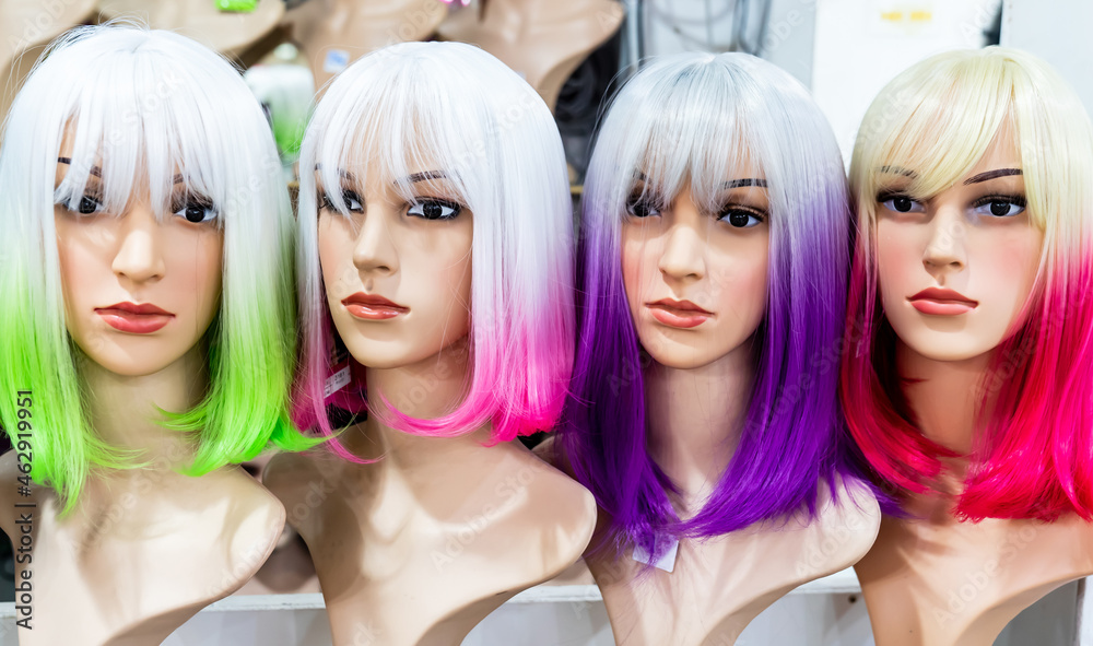 Multicolored women's wigs