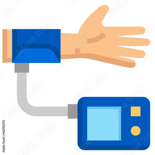 BLOOD PRESSURE GAUGE flat icon,linear,outline,graphic,illustration