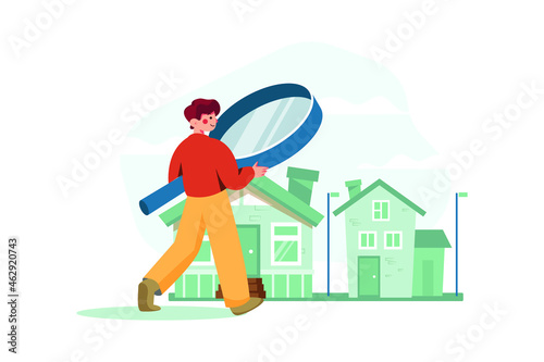 Searching Home Illustration concept. Flat illustration isolated on white background.