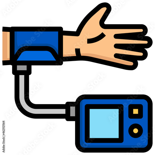 BLOOD PRESSURE GAUGE filled outline icon,linear,outline,graphic,illustration